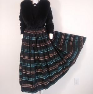 FINAL💋 Vtg 50s pink striped pleats party circlr skirt